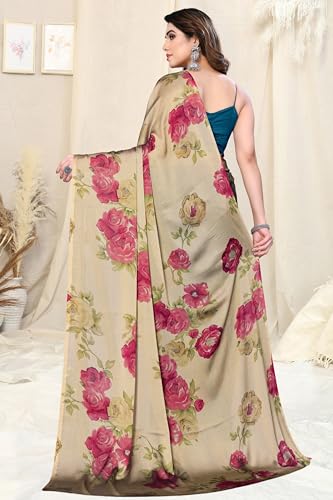 Image of MIRCHI FASHION Women Sari Georgette Plain | Breathable Lightweight Solid Color Saree for Office and Regular Wear with Blouse Piece