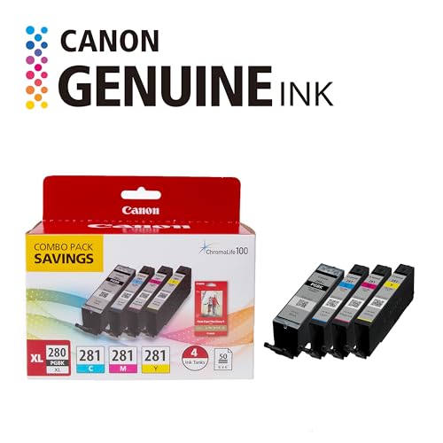 Image of Canon PGI-280XL /CLI-281 Genuine Combo Pack with PP-301, Compatible with TR8520, TS9120,TS8120, TS6120, TS9521C /a, TS9520 /a, TS8220, TS6220, TS8320, TS6320, TS702 /a, and TR8620 /a Series Printers