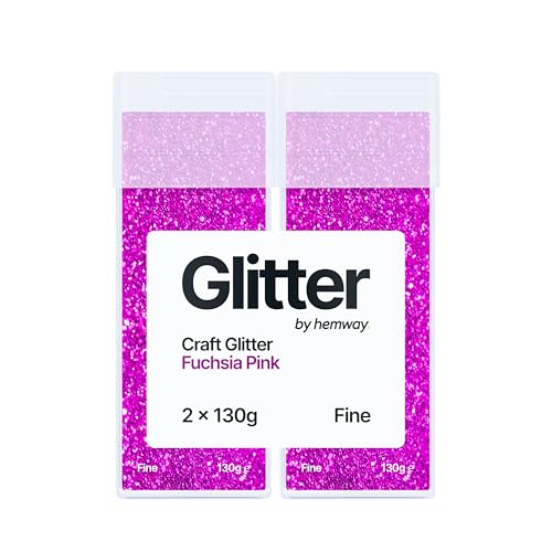 Hemway Glitter Shaker Fuchsia Pink 110g x2 Pack Fine, Craft Glitter Shakers for Resin & Epoxy Crafts, Christmas Art Supplies, Nail, Body, Face, Eye, Festival, Crafting, Slime, Sparkle