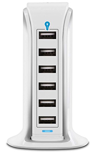 Aduro 40W 6-Port Usb Desktop Charging Station Hub Wall Charger For Iphone Ipad Tablets Smartphones With Smart Flow (Solid White) #TOP4