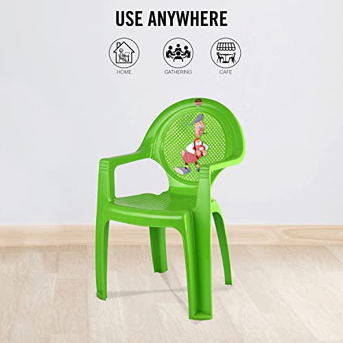 Image of Cello New Tulip Comfortable Kids Chair with Backrest for Study Chair|Play|Dining Room|Bedroom|Kids Room|Living Room|Indoor-Outdoor|Dust Free|100% Polypropylene Stackable Chairs, Green