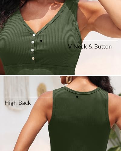 Image of Tankini Tops for Women Tummy Control Swimwear Top Only No Bottom | Scoop Neck, Adjustable Straps, Ruched Stomach, Removable Cups, Available in Plus, No Bottom, Soft Fabric, Full Lining