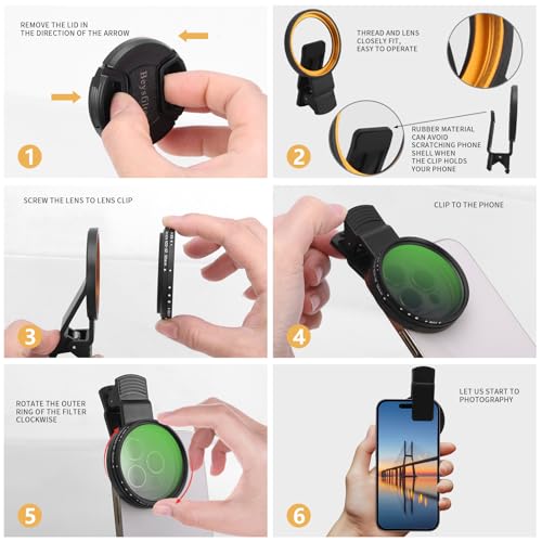 Filtre ND2-32 variable de 52 mm pour téléphone kit objectifs clipser densité neutre - 5