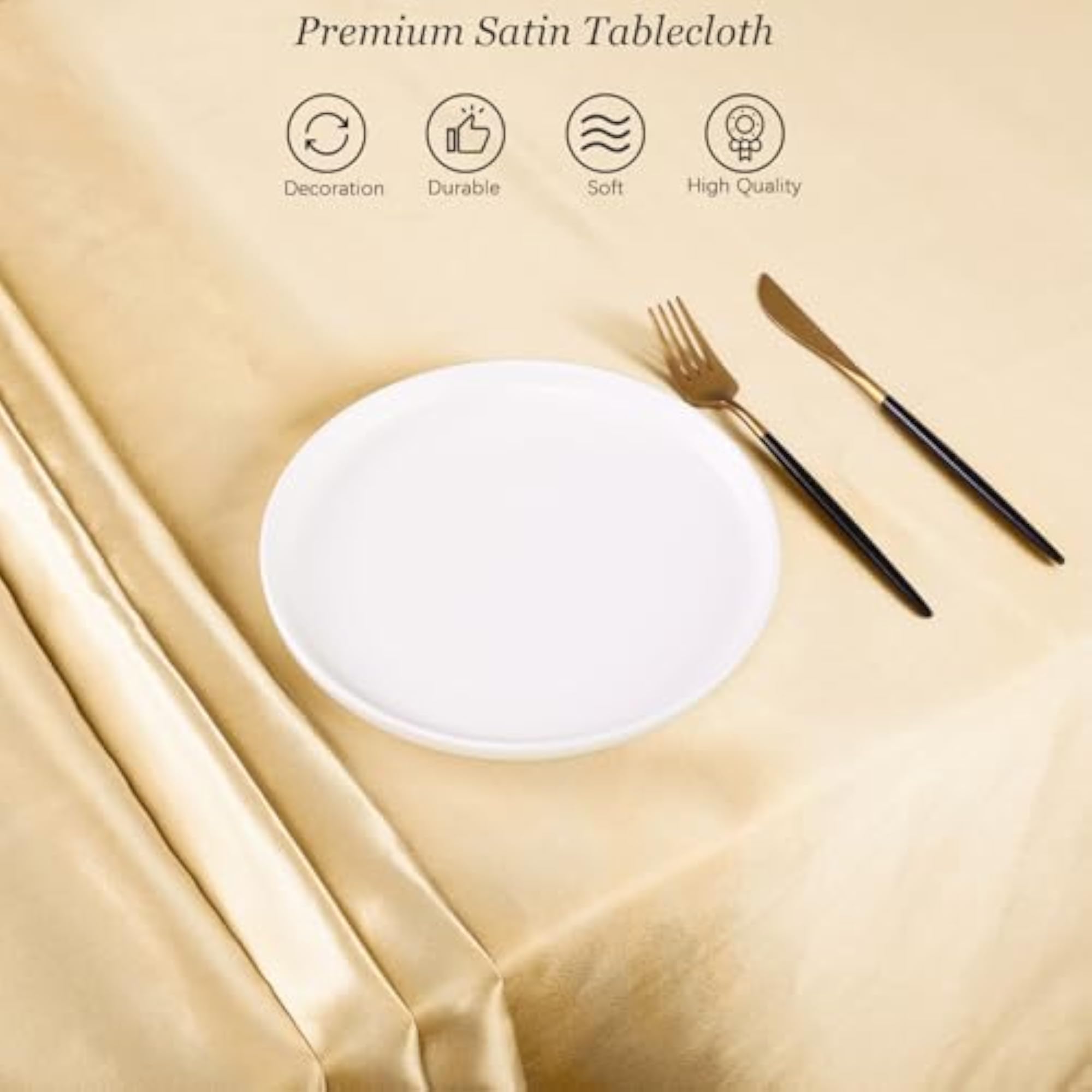 Satin Party Tablecloth Table Cover, 58 x 102 Inches