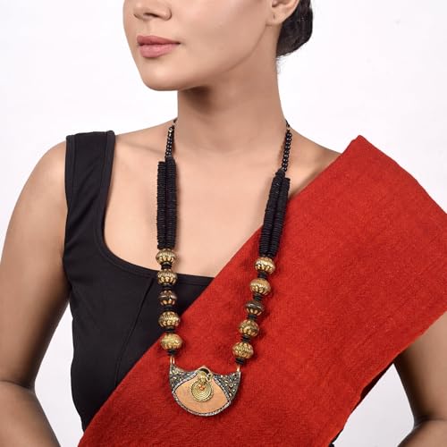 Image of AAKRITI ART CREATIONS Handcrafted Tribal & Boho Ethnic Necklace Collection | Floral, Mandala, Tassel & Dhokra Pendant Designs | Artisan Brass, Wood & Statement Jewelry for Women