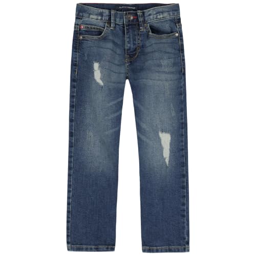 Image of Tommy Hilfiger Boys' 5-Pocket Stretch Slim Straight Leg Denim Jean, Zipper Fly & Button Closure