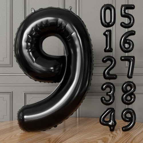 Adeyoo Number 9 Balloons, 40 Inch Foil Number Balloon Giant 9 Balloon