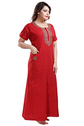Image of TRUNDZ Women's Pure Cotton Nighty with Zip and Pocket