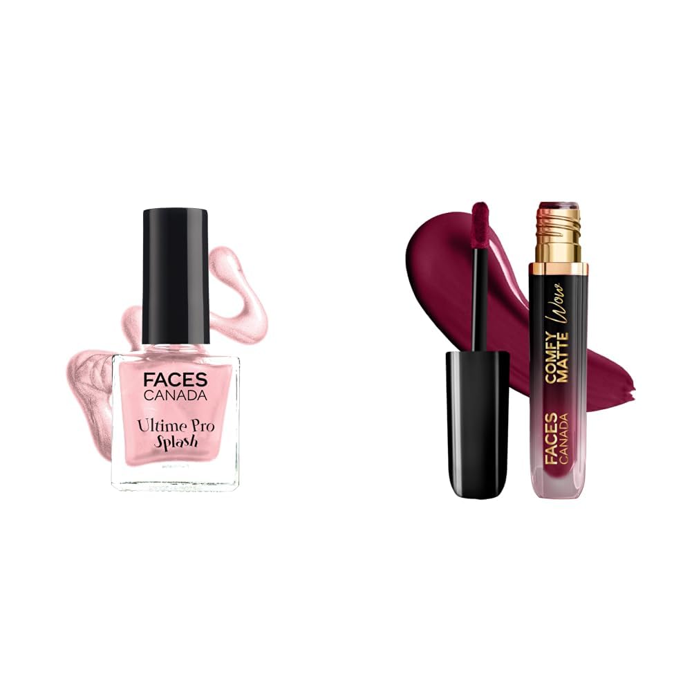 FACESCANADA Splash Glossy Finish Nail Enamel Twinkle 36 8ml & Comfy Matte Wow Liquid Lipstick - Plum Passion 04 (Plum) 3.8ml-image-25