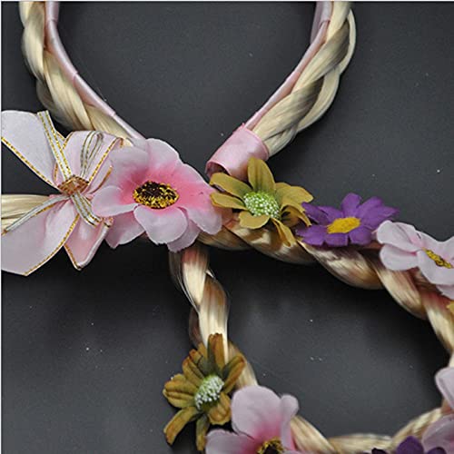 Ztrenot Rapunzel Tiara de cabeça infantil, argola de cabelo trança para crianças, peruca longa para