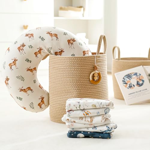 Image of GRSSDER Reversible Nursing Pillow Cover, Ultra Soft Stretchy Minky Removable Nursing Covers Fitted for Breastfeeding Pillows Snug and Safe, Sea Fish