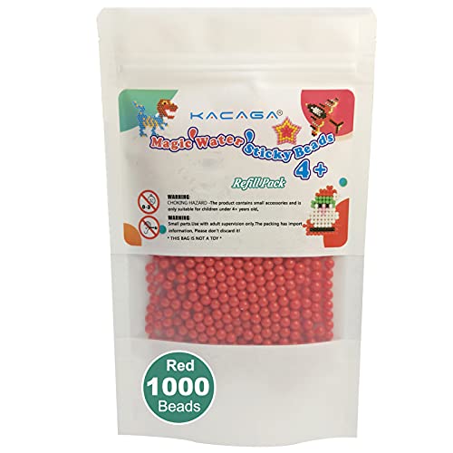 Water Fuse Beads Refill Pack 1000 Red Beads Creative Magic Water Sticky Beads Art Crafts Toys for Kids Beginners