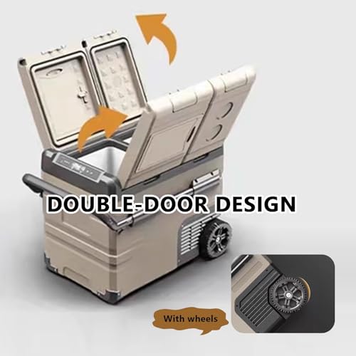 Enfriador eléctrico portátil – Enfriamiento rápido -20℃ a +20℃, 35L/45L/55L, diseño de doble puerta con ruedas y asa para viajes en camión, furgoneta y cámper