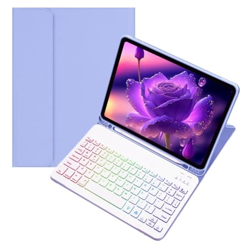 Étui clavier pour Galaxy Tab A9 8.7" protection magnétique et rétroéclairage RVB violet blanc