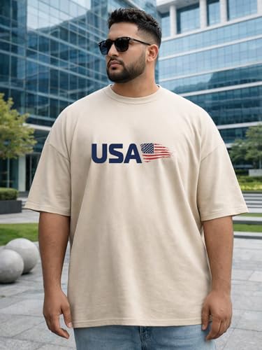 Image of Veirdo Men's Cotton Half Sleeve Plus Size Printed T-Shirts with NY & USA Designs, Stylish Comfortable & Durable Tees, Available in 2XL to 5XL Sizes