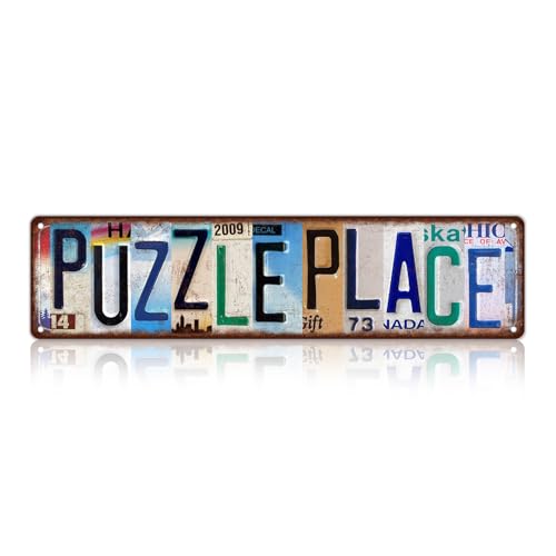 JBYMsign Vintage Puzzle Place Street Sign Wall Decor Metal Tin Signs Poster