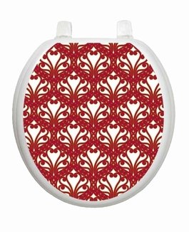 Toilet Tattoos Queen Ann’s Lace Red Toilet Seat Decal, Round / Standard