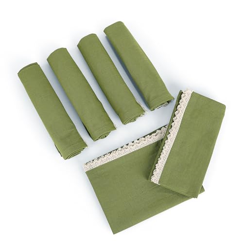 Image of FINGERCRAFT Kitchen Cloth 100% Soft High GSM Cotton Fabric Kitchen Towel, 20 x 30 Inches Perfect Size for Kitchen Uses, Set of 6, Multipurpose Use as Dish Towel, Bar Towel (Olive)