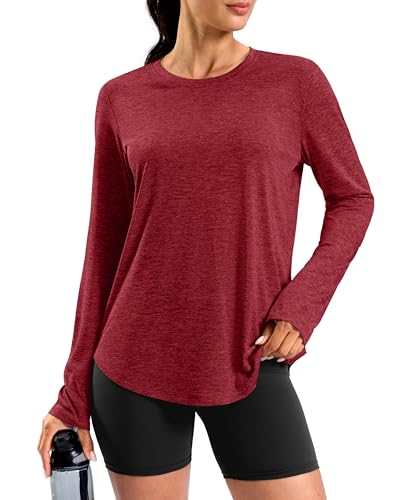 Lightweight Long Sleeve Workout Tops for Women Athletic Running Shirts (Red,XL) - image 1