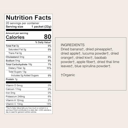 kencko Blues Smoothie Mix Packets - 20 Instant Breakfast Smoothies Made of Nature’s Original Superfoods - Pineapple, Kiwi, Banana, Blue Spirulina & More - Organic Fruit & Veggie Healthy Smoothies