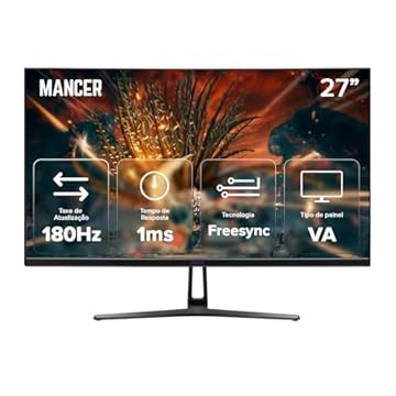 Monitor Gamer Mancer Valak VX3 | 27 Polegadas | Quad HD (2K) | Curvo | Painel VA | 1ms | 180Hz | FreeSync | HDMI/DP | MCR-VLKVX3-BL01