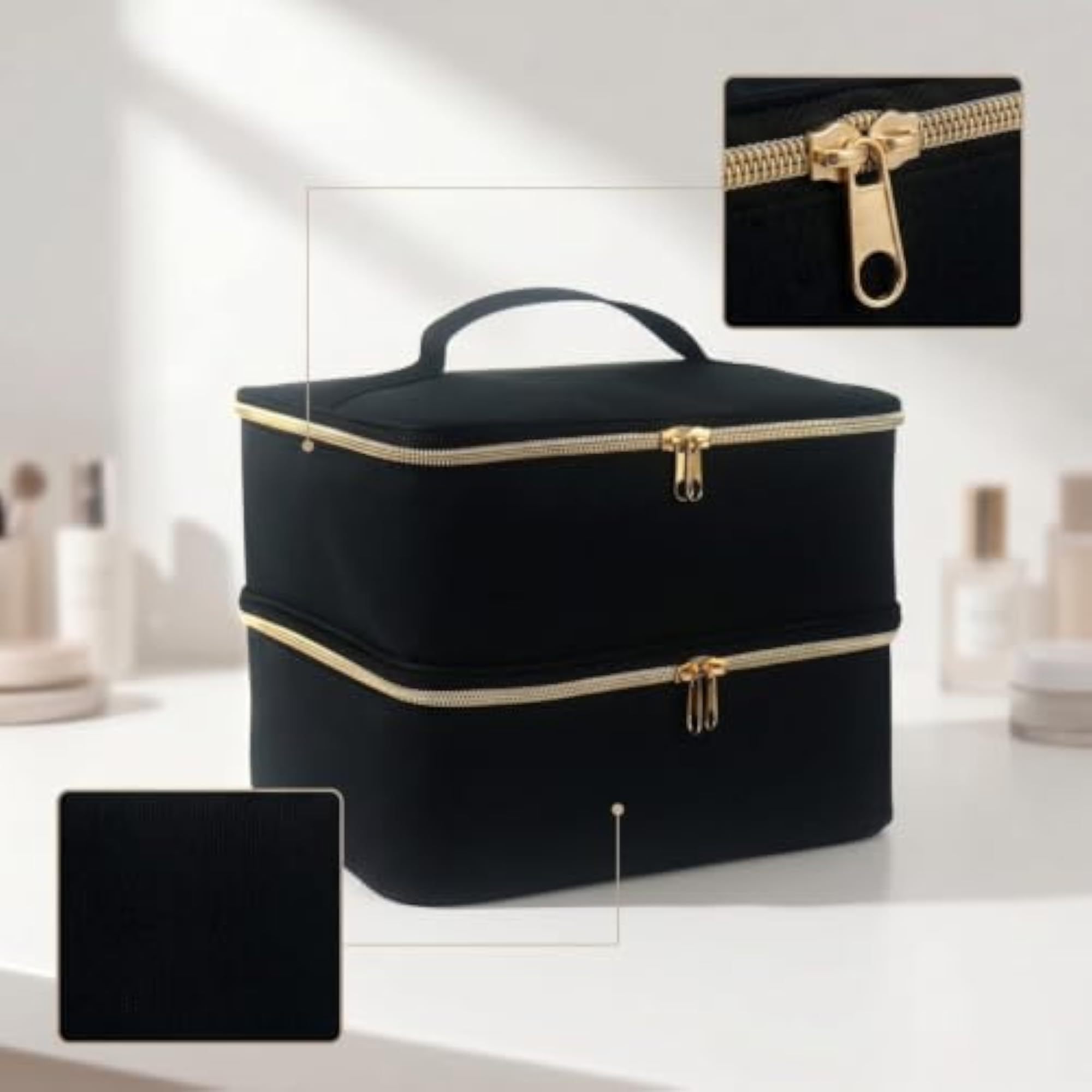 Two-Layer Nail Supplies Organizer with Handle