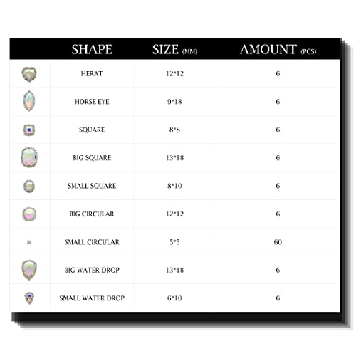 TANOSII Sew on Rhinestones 100 PCS Mixed Shapes Glass Rhinestones Sew on Crystal Gems Mental Flatback with Silver Claw for Jewelry Crafts Clothes Shoes Costume Garment AB White Type 1