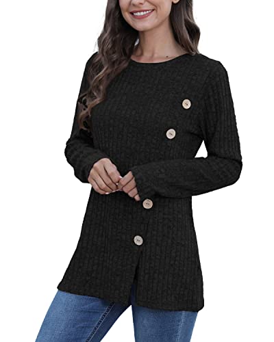 Image of JomeDesign Long Sleeve Shirts for Women Crew Neck Lightweight Sweater Loose Casual Tunic Tops