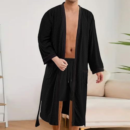 Hawyet Soft Touch Jacquard Robe for Men Long Bathrobe with Belt Sleepwear for Spa & Home Lounge3