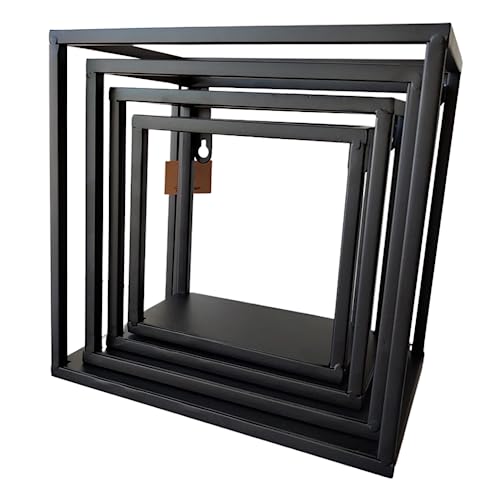 Hansmeier Wandregal aus Metall - Metallbox - 4er Set - Schwarz - Boxen für Wohnzimmer, Küche oder Schlafzimmer - Perfekt für Deko & Aufbewahrung
