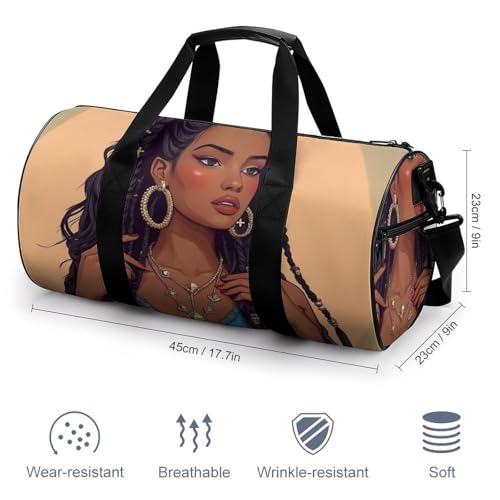 Gym Bag for Men Women, Lightweight Overnight Duffel Bags African American Black Woman Painting Art Waterproof Travel Sports Bag2