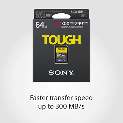 Image of Sony TOUGH-G series SDXC UHS-II Card 64GB, V90, CL10, U3, Max R300MB /S, W299MB /S (SF-G64T /T1), Black | Bend-Proof, Waterproof, Drop-Proof to 5m