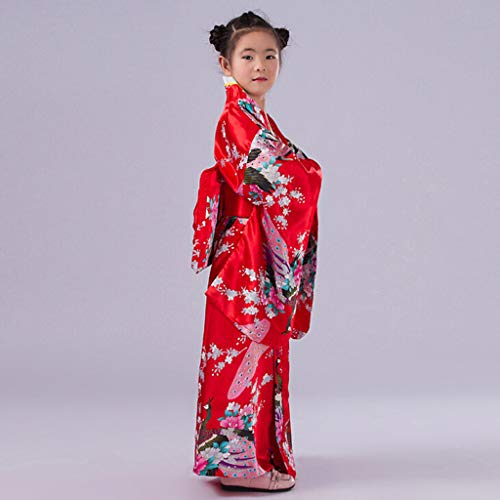 KAGAYD Toddler Baby Girls Japanese Outfits Kids Prints Long Sleeve Kimono Robe Traditional Holiday Dress2