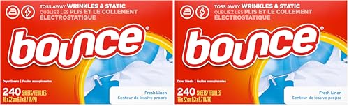 Bounce Fabric Softener Sheets, Fresh Linen Scent, 240 Count (Pack of 2)