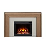 Real Flame Brooks 64” Grand Electric Fireplace with Mantel for Living Room or Bedroom, Replaceable Fireplace Insert Heater, Realistic Log and Flame Effect, Remote Control, Timer (Classic White Oak).