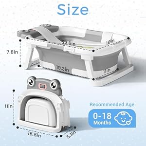 Baby Bathtub, Collapsible Newborn Bathtub for Infant to Toddler 0-24 Months with Soft Cushion and Thermometer,Portable Travel Bathtub, Foldable Infant Bathtub with No-Slip Feet, Grey Baby Bathtub Collapsible Newborn Bathtub for Infant to Toddler 0 24 Months with Soft Cushion and ThermometerPortable Travel Bathtub Foldable Infant Bathtub with No Slip Feet Grey