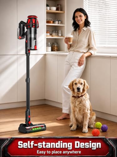 Image of Cordless Vacuum Cleaner for Milwaukee Battery, 45KPA 400W Vacuum Cleaners for Home, Self-Standing Stick Vac w / LED Display, Anti-Tangle Lightweight Vacuum for Carpet, Floor, Car(Battery Not Included)