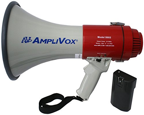 Amplivox SB602R Bundled Mity-Meg 25W Megaphone with Rechargeable Battery Pack, Effective Range 1760