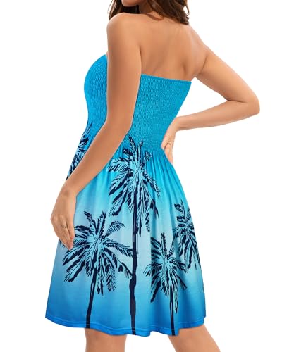 Image of elescat Summer Dresses for Women 2026 Strapless Casual Beach Cover Ups Tube Top Sundress