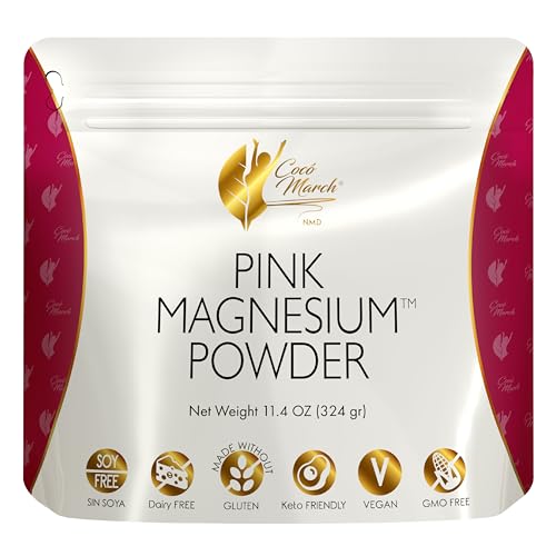Cocó March N.M.D Polvo de Magnesio Rosa – Favorece el sueño reparador, la relajación y la función cerebral – Suplemento vegano sabor fresa, apto para dieta keto – 45 raciones
