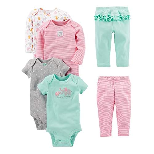 Simple Joys by Carter’s baby-girls 6-piece Bodysuits (Short and Long Sleeve) and Pants Set