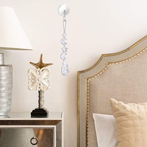 mookaitedecor Clear Quartz Healing Crystal Moon and Star Hanging Decoration for Car Window Good Luck Crystal Wall Art Hanging White Bedroom Decor Reiki Spiritual Star Moon Ornament Gift for Friends - Image 4