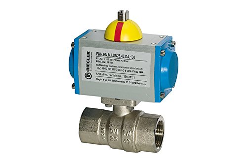 RIEGLER 103548-350.417 - Válvula de bola de latón neumática, actuador de apertura por muelle, Rp 3, 1 unidad