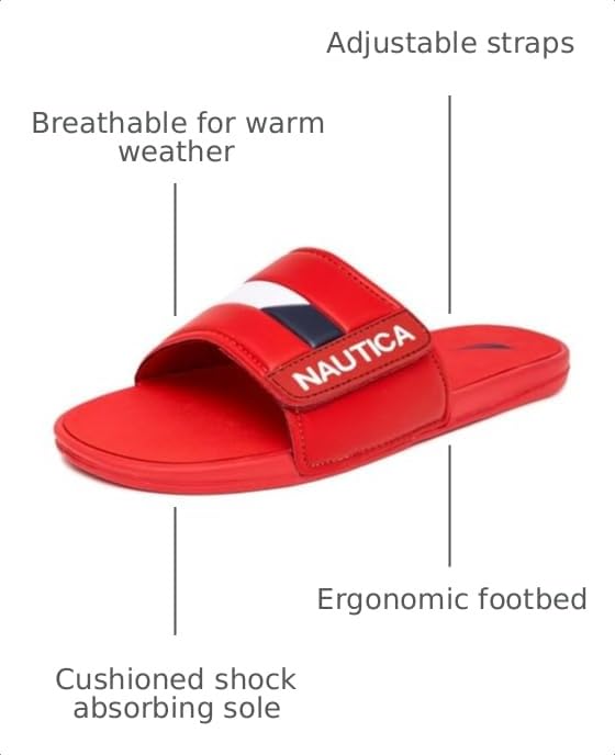 Image of Nautica Men's Athletic Slide Sandal, Adjustable Straps, Comfort Slip-On