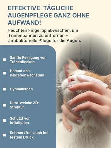 Tränenflecken Wipes für Hunde & Katzen | Finger-Pads | Augenpflege für Hunde und Katzen | Feuchttücher in Fingerbürstenform für Haustiere | Tränenfleckentferner Hund | 35 Stück – Bild 4