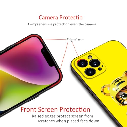 Printed with Cute Tiger for iPhone 16 Pro Max Case - Cartoon Helmet Tiger with Lollipop Design | Shockproof Slim Cover | Fun & Protective Case for Girls & Women (B1-Cartoon Cute Tiger)