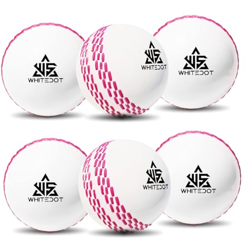 Image of Whitedot Synthetic Rubber Practice Cricket Ball /Wind Balls (90 GMS) for - Indoor & Outdoor Street & Beach Cricket (Pack of 6) (White)