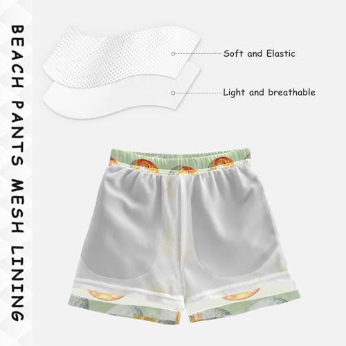 Pigsaly Boys' Swim Board Shorts Green Watercolor Fire White Golf Balls Boy's Swim Trunks Kids Swimwear 5T4