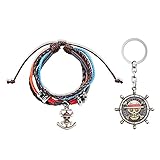 G-Ahora Anime One Piece Bracelet One Piece Trafalgar Law Keychain Luffy Skeleton Straw Jewelry Chopp