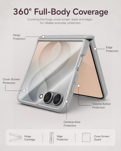 Image of STORMTAL for Samsung Galaxy Z Flip 8 Case, Hinge Protection, Built-in Screen Protector, Wireless Charging, Shockproof, Slim Rugged Phone Protective Case for Galaxy Z Flip 8 Silver